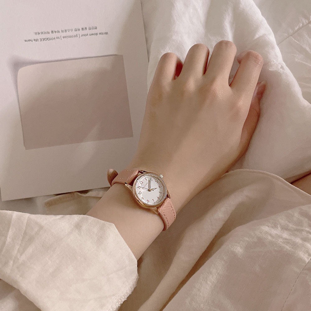 [무배] dielly 리얼소가죽 뮤트 원형 손목시계 (5color)