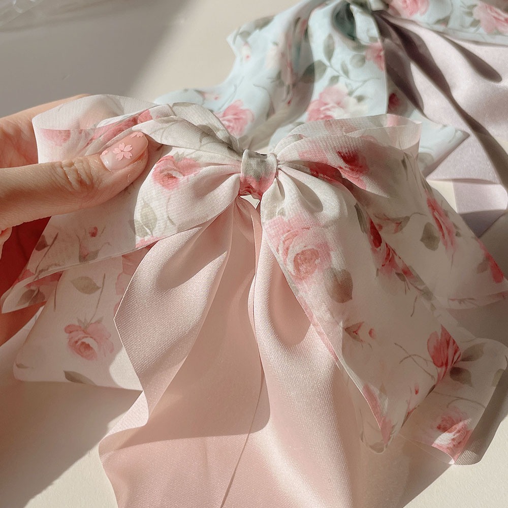 [무배] Rose mood 봄 파스텔 핑크 블루 쉬폰 리본핀 (2color)