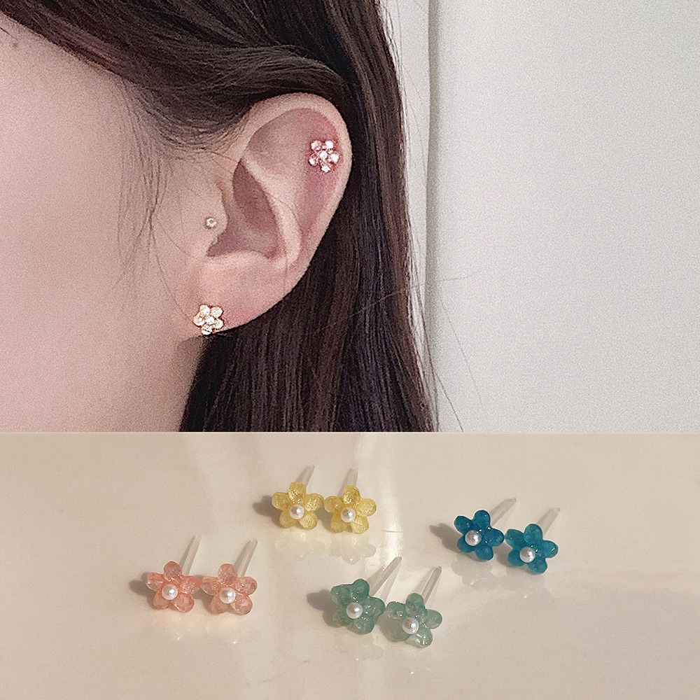 [무배] Macaron 진주꽃 실리콘 귀걸이